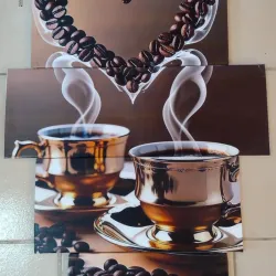 CUADRO IMPRESO EN LIENZO DE CAFÉ . VERTICAL 