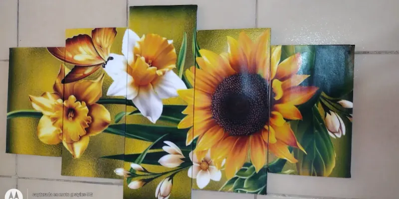 CUADRO IMPRESO EN LIENZO DE GIRASOLES VERTICAL 