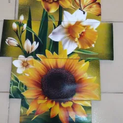 CUADRO IMPRESO EN LIENZO DE GIRASOLES VERTICAL 