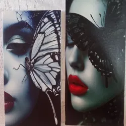 Rostro de Mujer con Mariposas 