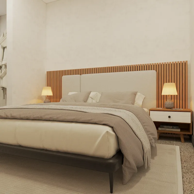 Cama camera con respaldo en wall panel 