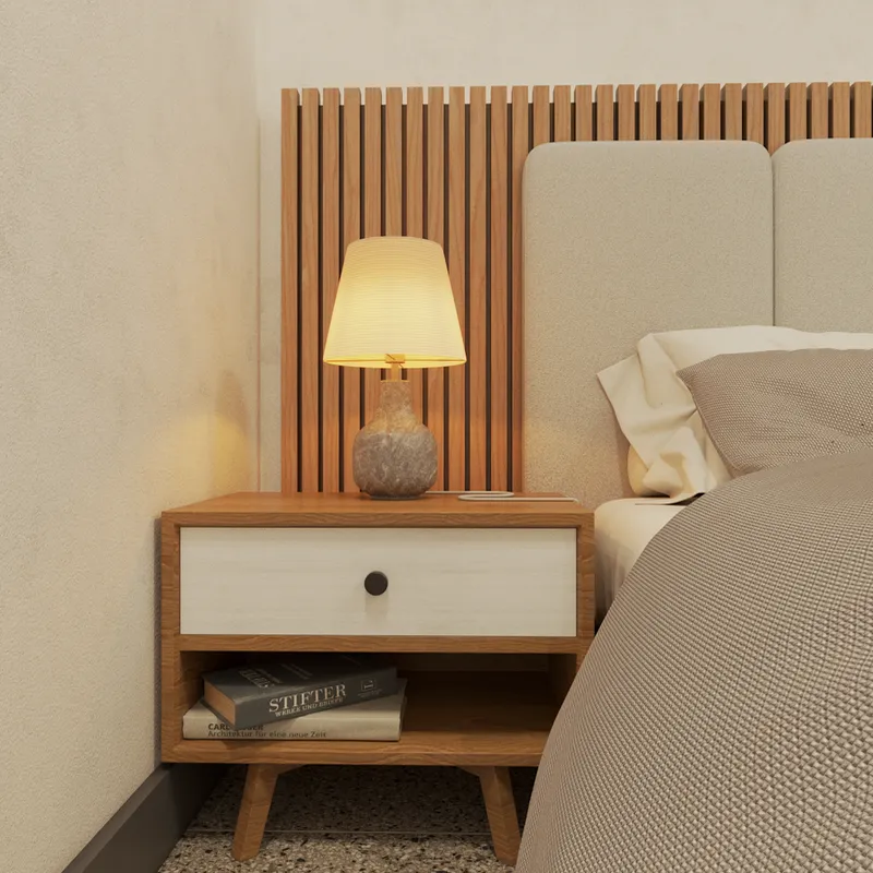 Cama camera con respaldo en wall panel 