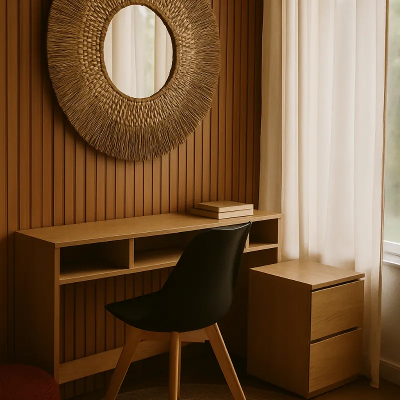 Set de escritorio + mesita cajonera + silla 