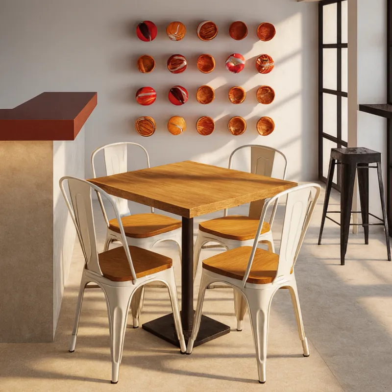 Silla Industrial TOLIX _ con asiento de madera  