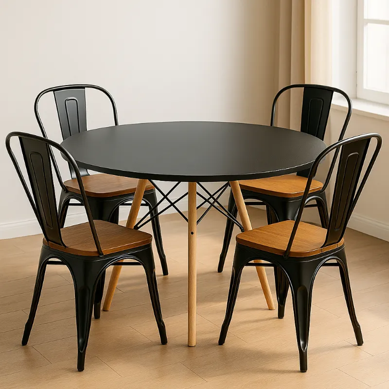 Silla Industrial TOLIX _ con asiento de madera