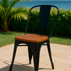 Silla Industrial TOLIX _ con asiento de madera