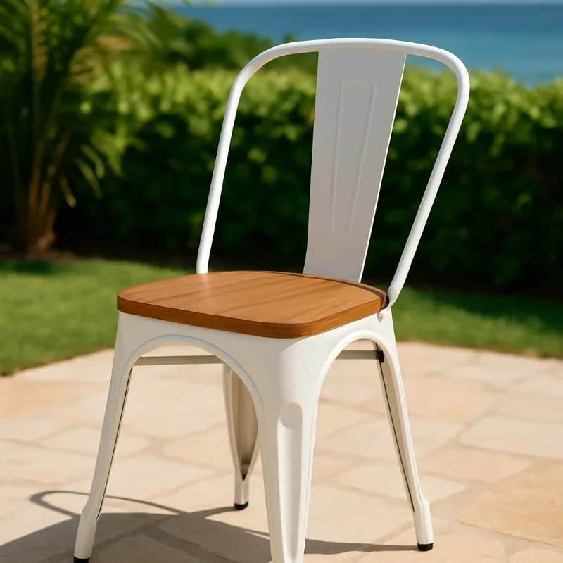 Silla Industrial TOLIX _ con asiento de madera  