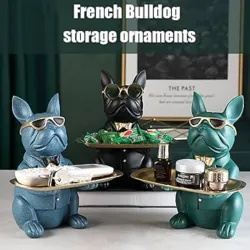 Figura decorativa d perro con bandeja