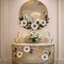 Mesa con cristal y espejo elegante