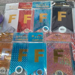 Carteles tipo banderines feliz cumpleaños 