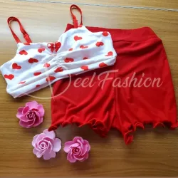 Pijama Blusa Corazones y Short Rojo XS