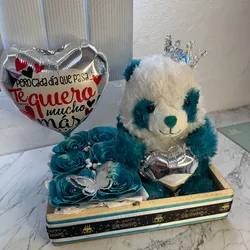 Cajita con flores y peluche 🧸💐
