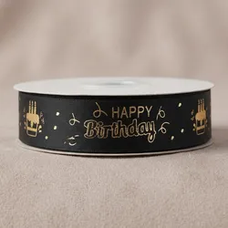 Cinta negra y dorada “Happy Birthday”