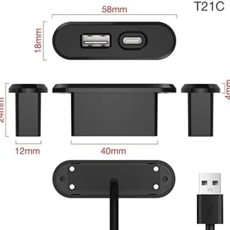 adaptador de corriente USB-C para escritorio permite cargar dos dispositivos simultáneamente.