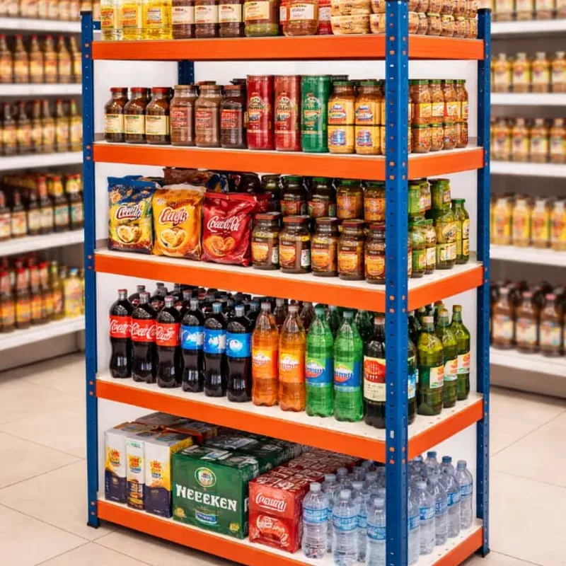 Estante ajustable azules y naranja