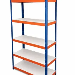 Estante ajustable naranja y azúl 