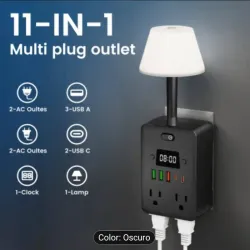 Extensor de energía multifuncional 11 en 1 con protección contra sobrecarga