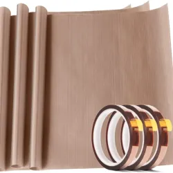 Paquete de 3 láminas de teflón y 3 rollos de cinta térmica.