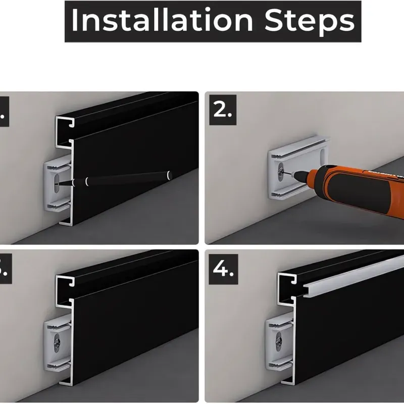 Rodapié Aluminio  con iluminación  LEd 80 mm  , 2,5m