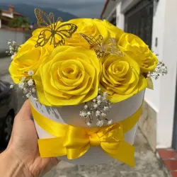 Rosas eternas adornadas con mariposas