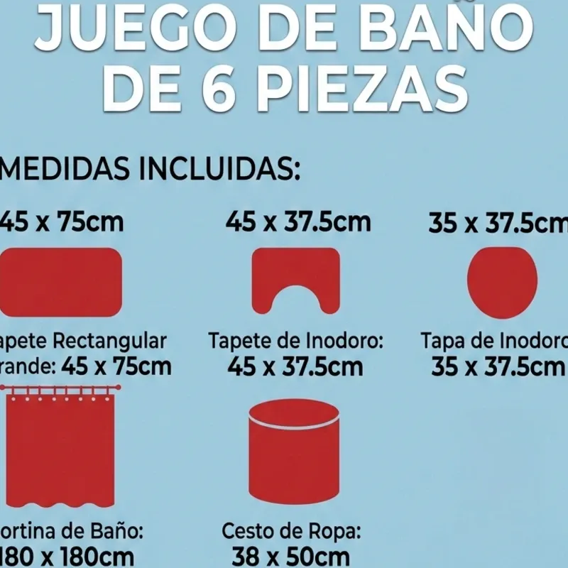 Set de 6 piezas para baño 🛁