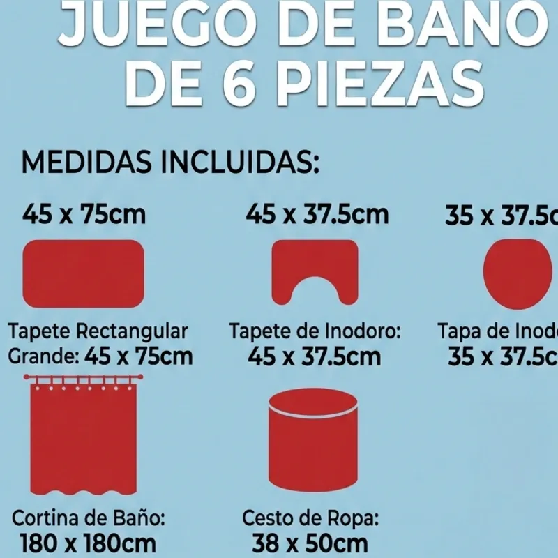 Set de 6 piezas para baño 🛁