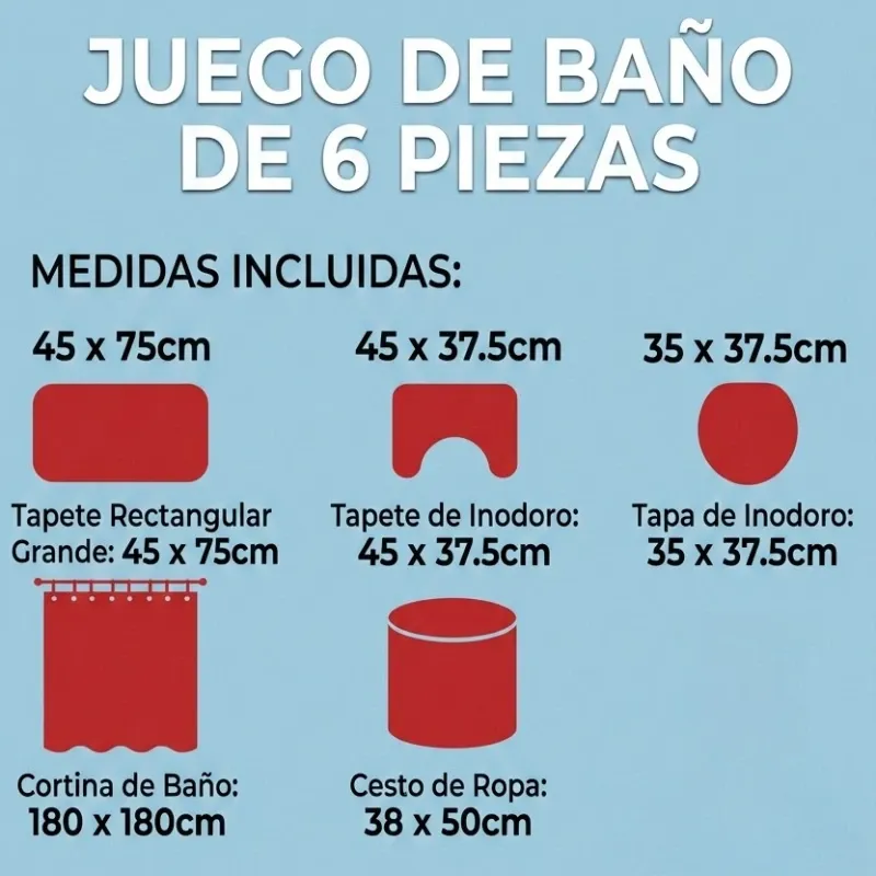 Set de 5 piezas para baño 🛁