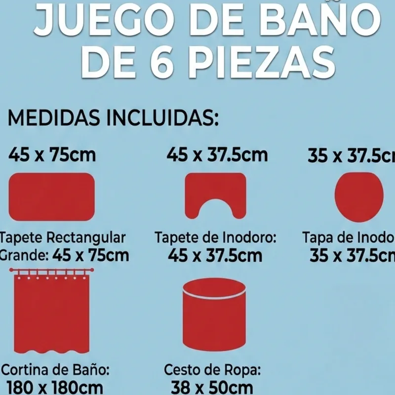 Set de 6 piezas para baño 🛁