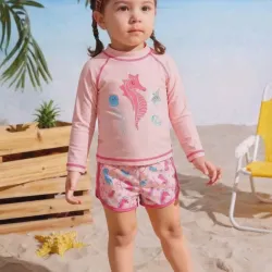 Traje de baño caballito de mar 🐚 rosa claro