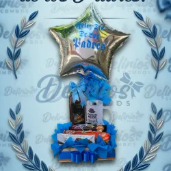 Caja con globo + confituras + Jarra + Whisky