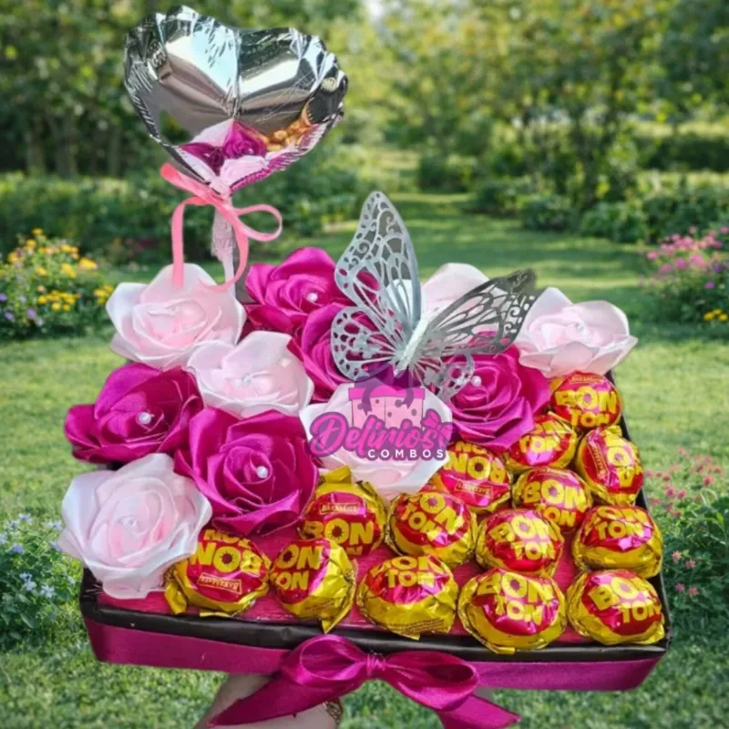 Caja con Rosas y bombones