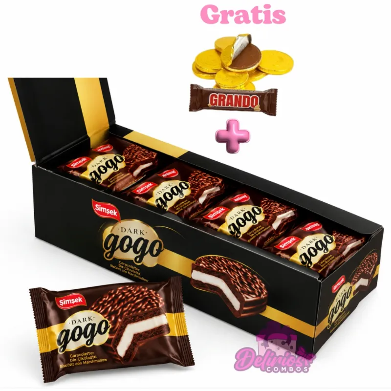 Caja de 24 unidades de Galletas con Malvadiscos cubierta de Chocolate (Dark Gogo)