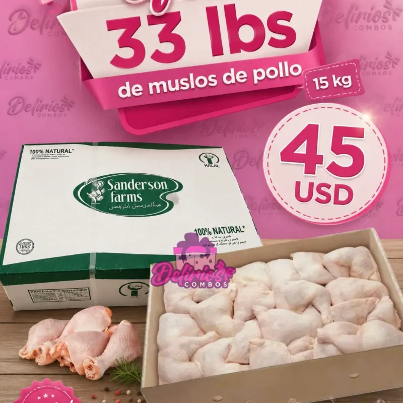 Caja de 33 lbs de Muslo de Pollo (15 kg)