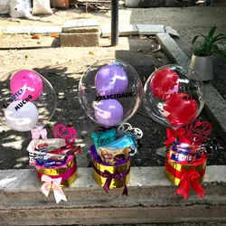 Cajita con globo transparente y confituras 