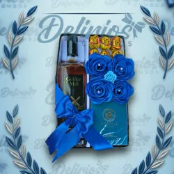 Cajita con rosas + Whisky + Perfume y bombones
