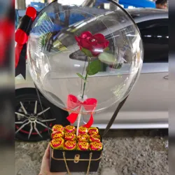 Carterita con Bombones y Globo con Rosa ✨️🌹