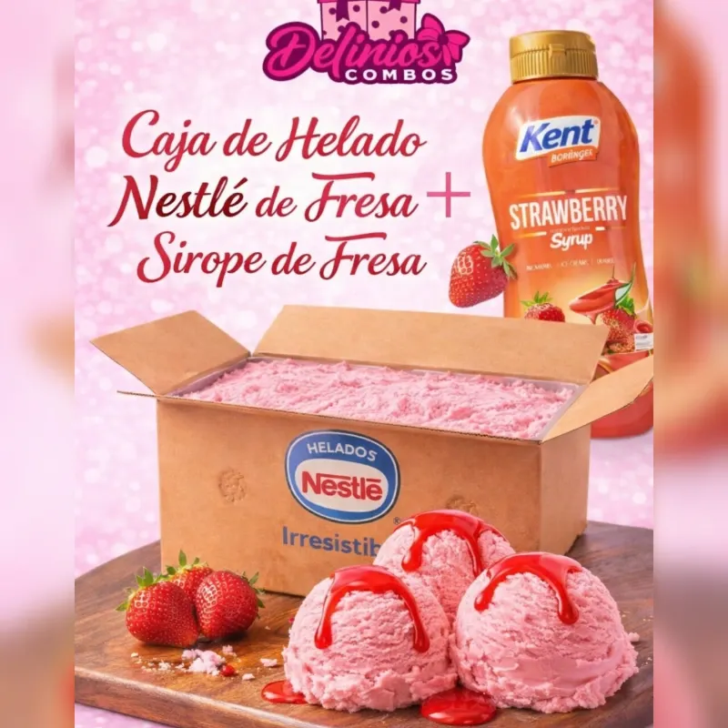 Helado Nestlé de Fresa + Sirope de 🍓