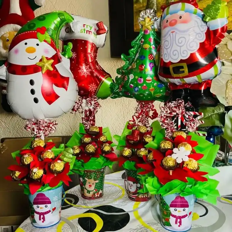 Jarras Navideñas con Bombones y globo 