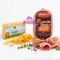 Mitad de Queso Cheddar + Jamón Barra