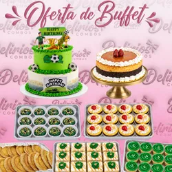 Oferta de Buffet con Cake de 2 pisos temático y Chocoflan