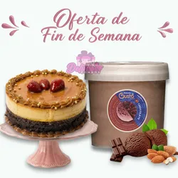 Oferta de Chocoflan Pequeño + Cubeta de Helado de Chocolate