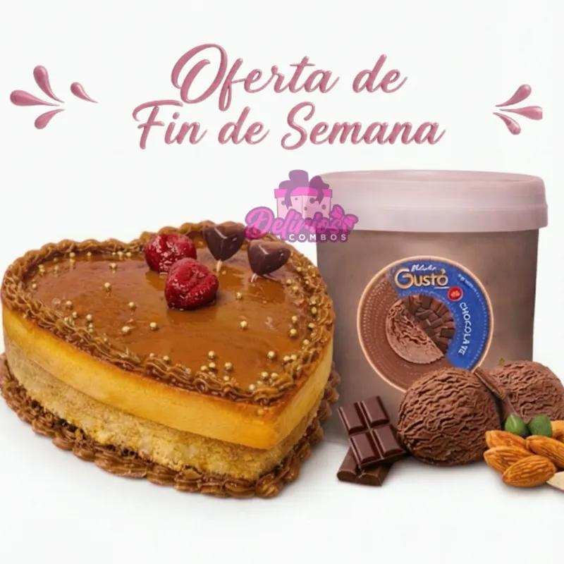 Oferta de Vainilla-Flan + Cubeta de Helado de chocolate