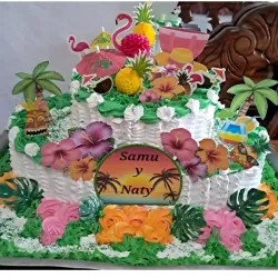 Pastel doble redondo con 1 piso arriba