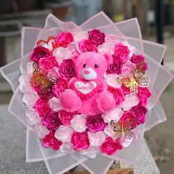 Ramo con Peluche Rosado 💕🧸