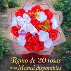 Ramo de 20 Rosas Eternas Rojo y blanco