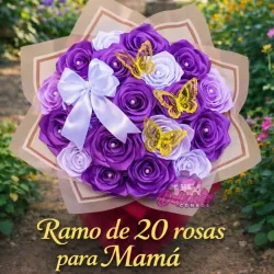 Ramo de 20 Rosas Eternas Morado 