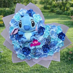 Ramo de Corazón con Stich Azul 
