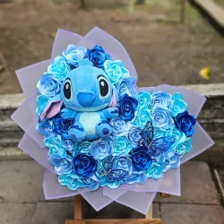 Ramo de Corazón con Stich Azul 