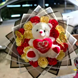Ramo de Rosas Eternas con Peluche Único Modelo 