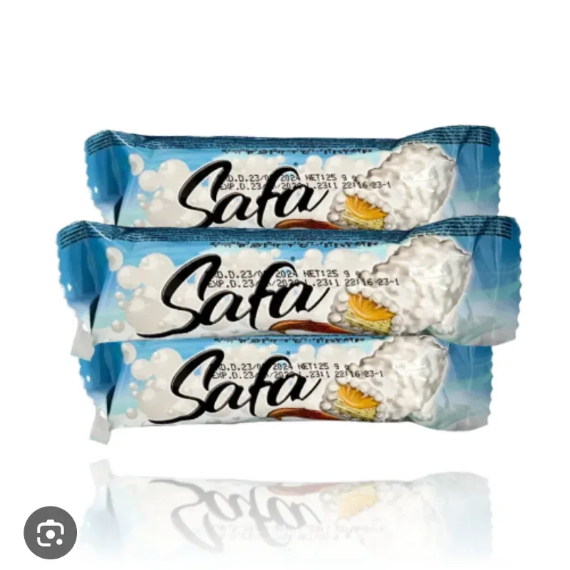 Sorbeto Safa cubierto con chocolate y con bolitas crujiente 